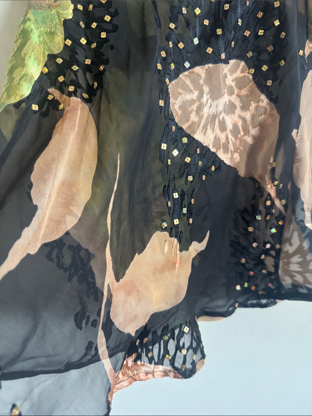Sheer Silk Black Floral Tie-Strap Camisole - Picture 9 of 9
